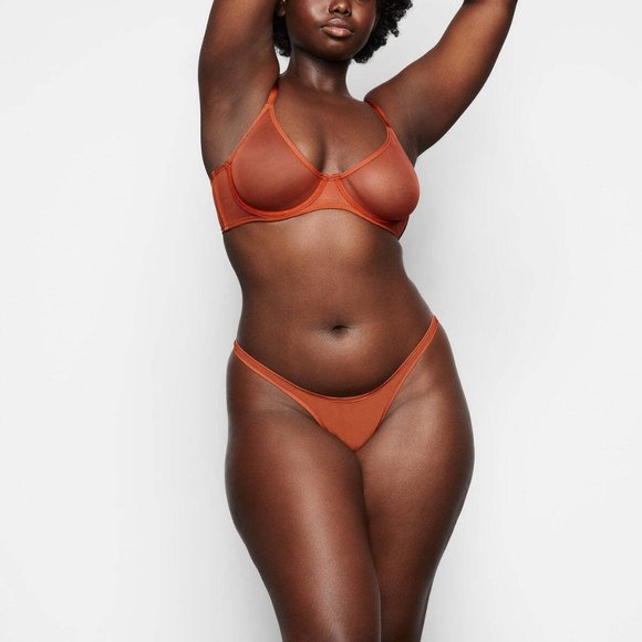 SKIMS Lot of 2 Ultra Fine Mesh Micro Dipped Thong Chili Womens 4X - Picture 2 of 12